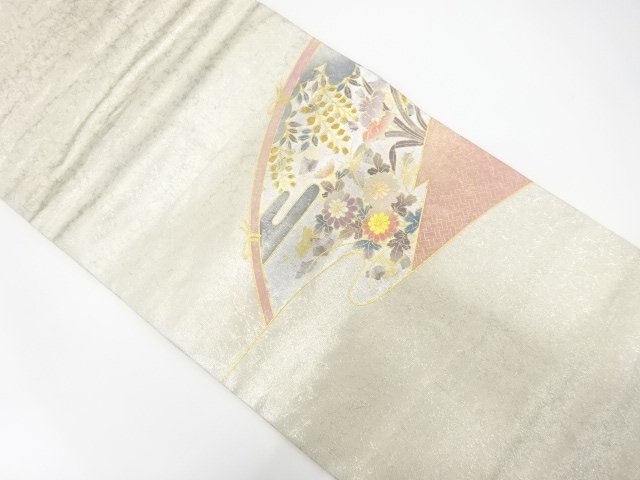  アンティーク　金彩　光悦垣に菊・藤模様開き名古屋帯（額縁仕立て）